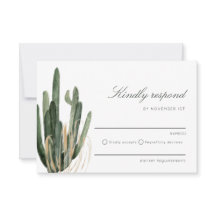 Modern Cactus Bröllop Kinely Responond OSA kort