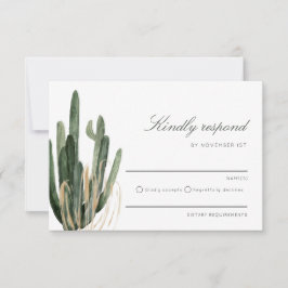 Modern Cactus Bröllop Kinely Responond OSA kort