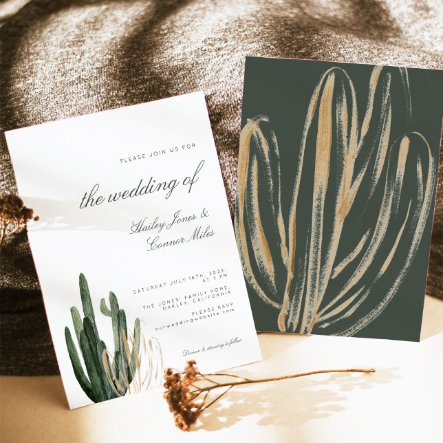 Modern Cactus bröllopsinbjudan Inbjudningar (Skapare uppladdad)