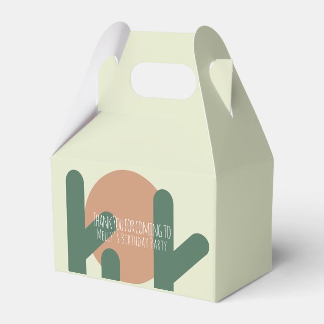 Modern Cactus Födelsedagsfest Tack Presentaskar (Framsidan Sidan)