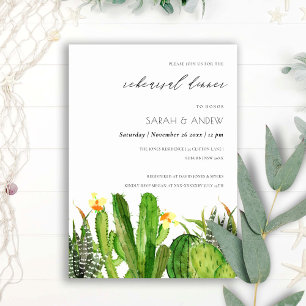 MODERN CACTUS GARDEN WATERCOLOR REHEARSAL DINNER INBJUDNINGAR