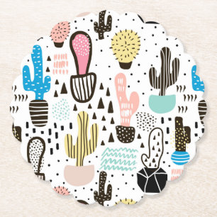 Modern Cactus Geometric Mönster Underlägg Papper