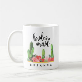 Modern Cactus och Blommigt Bridesmaid Coffee Mugg