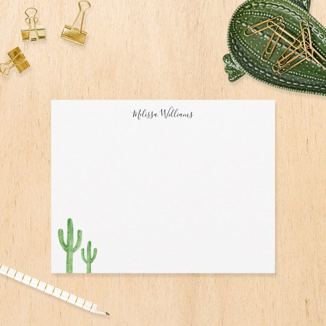 Modern Cactus Script Personlig Stationery Anteckningskort (Skapare uppladdad)