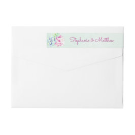 Modern Cactus Succulents Blommigt Foliage Bröllop Etikettband