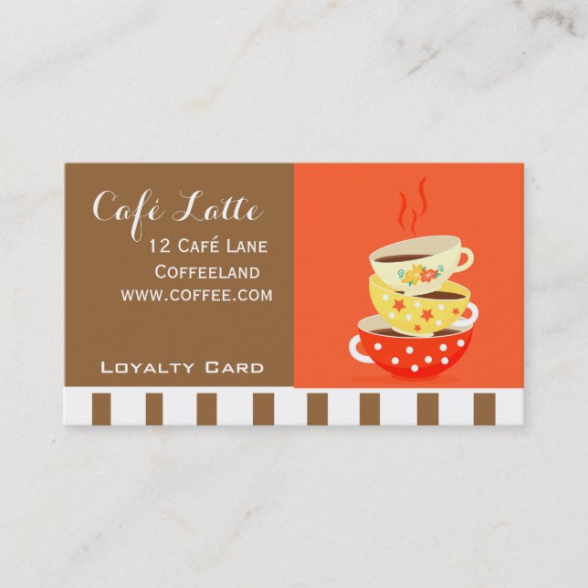 Modern cafe Loyalty Card för kaffe Visitkort (Framsida)