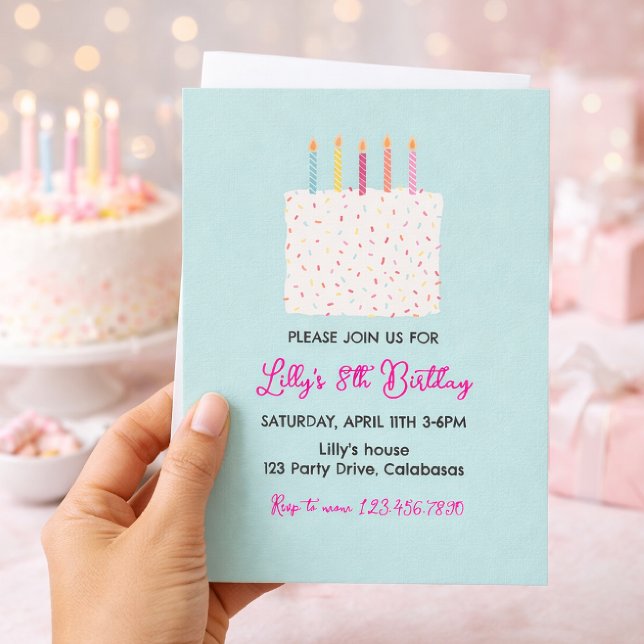Modern Cake Birthday Invitation, Colorful Sprinkle Inbjudningar (Skapare uppladdad)