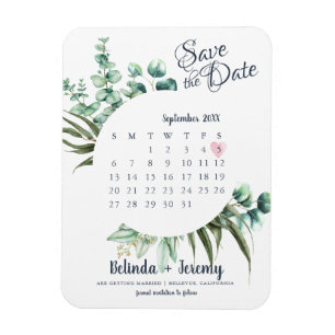 Modern Calendar Eucalyptus Spara datum magneter