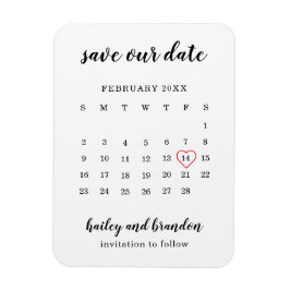 Modern Calendar Red Heart Bröllop spara datum Magnet