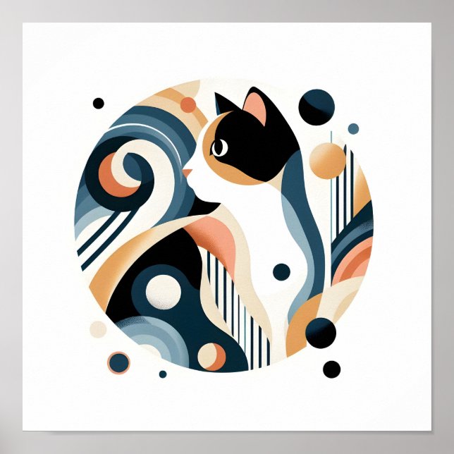 Modern Calico Cat Artworks Poster (Framsidan)