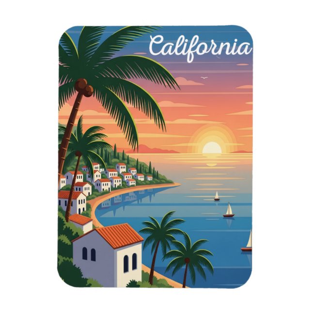 Modern California Magnet Retro Westkust Resa (Vertikal)