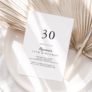 Modern calligrafi 30års födelsedag Party Inbjudningar