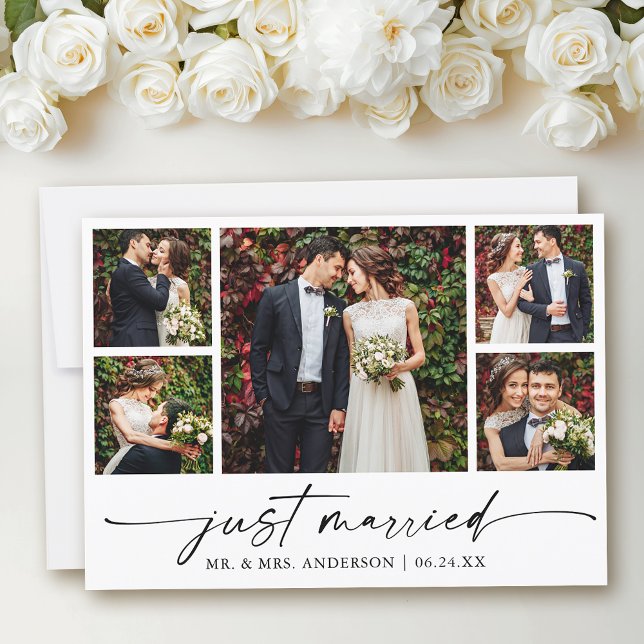 Modern calligrafi Bläck Pen 5 Foton Bröllop Meddelande (Customize to add text to back of card.)