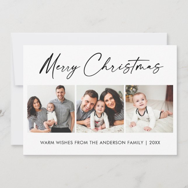 Modern calligrafi Bläck Script 3 fotojul Julkort (Framsida)