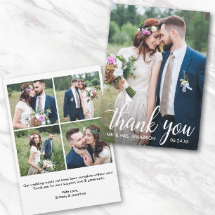 Modern calligrafi Bröllop Bride and Groom 5 Photo Tack Kort