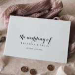 Modern calligrafi Bröllop Gästböcker<br><div class="desc">Denna moderna kalligrafi av gästen bok i bröllop är perfekt för ett bröllop som ligger i norr. Den enkla och elegant designen har skript av typen klassisk och finare i svartvitt. Anpassa framkåpan och ryggraden så att namnen på bruden och brudgummen och bröllop-datumet inkluderas.</div>