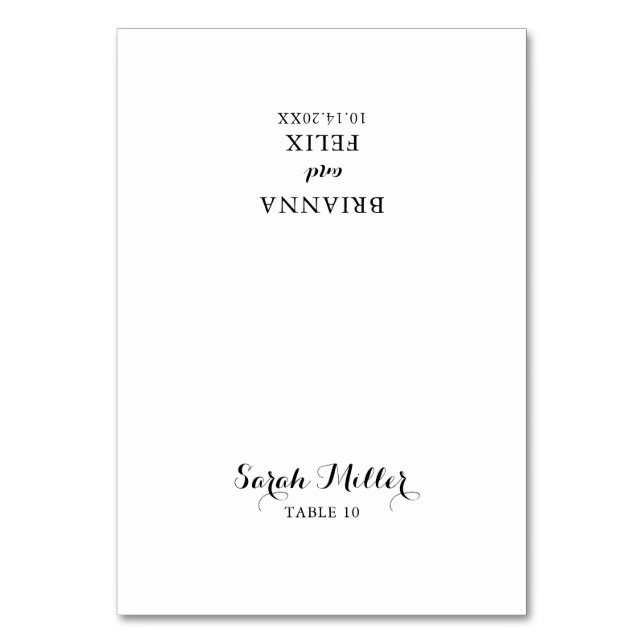 Modern calligrafi Bröllop-platskort Bordsnummer (Framsidan)