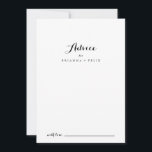 Modern calligrafi Bröllop Rådkort<br><div class="desc">Detta moderna calligrafkort från bröllop är en perfekt för ett rustiskt bröllop. Den enkla och elegant designen har skript av typen klassisk och finare i svartvitt. De här korten är perfekter för bröllop, möhippa, babydusch, studentfest och mycket mer. Anpassa korten med namn från bruden och brudgummen, blivande föräldrar eller student....</div>