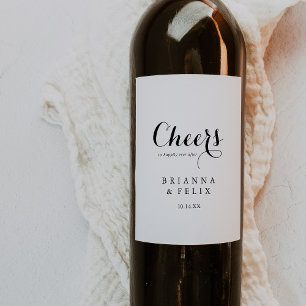 Modern calligrafi Cheers Bröllop Vin-etiketter Vinflaska Etikett