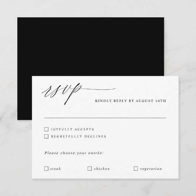 Modern calligrafi Elegant bröllop Romantic OSA Kort (Fram/baksida)