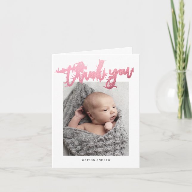 Modern calligrafi Foto Baby Tack Kort (Framsida)