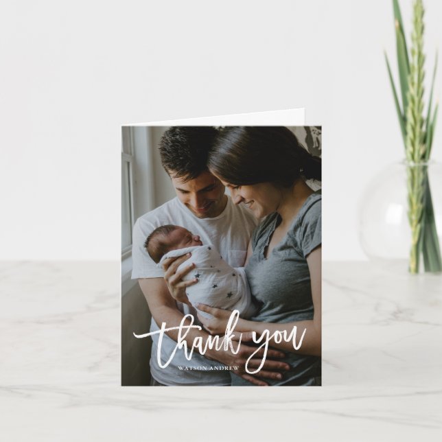 Modern calligrafi Foto Baby Tack Kort (Framsida)