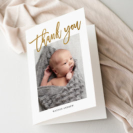 Modern calligrafi Foto Baby Tack Kort