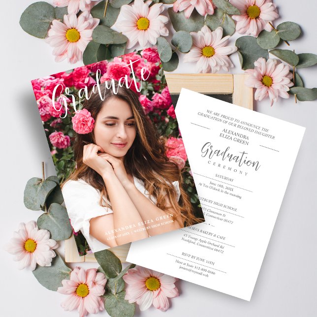 Modern calligrafi Foto Finare minimalist Student Inbjudningar (Skapare uppladdad)