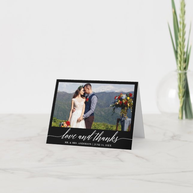 Modern calligrafi Kärlek tack Bröllop B-anteckning Kort (Framsida)