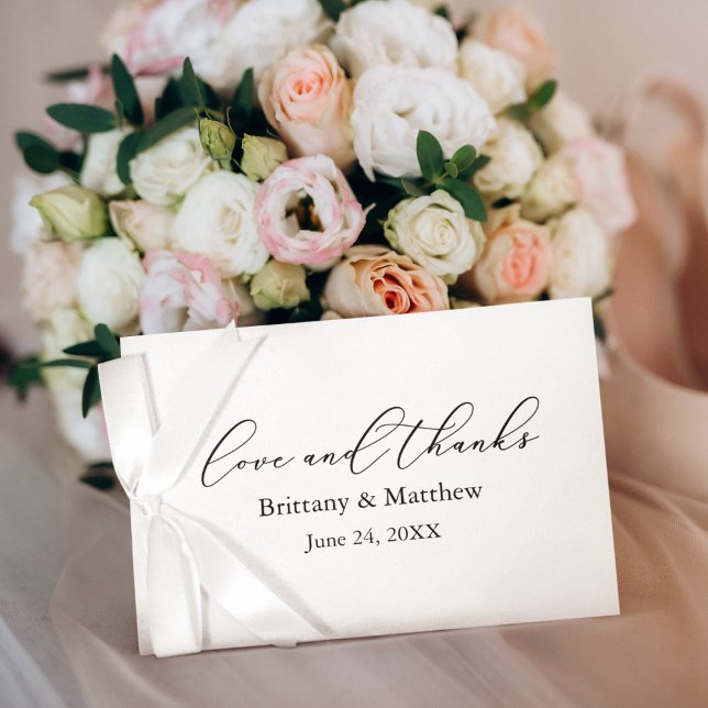 Modern calligrafi, Kärlek tackmeddelande Bröllop Tack Kort (Customize to add text to back of card.)