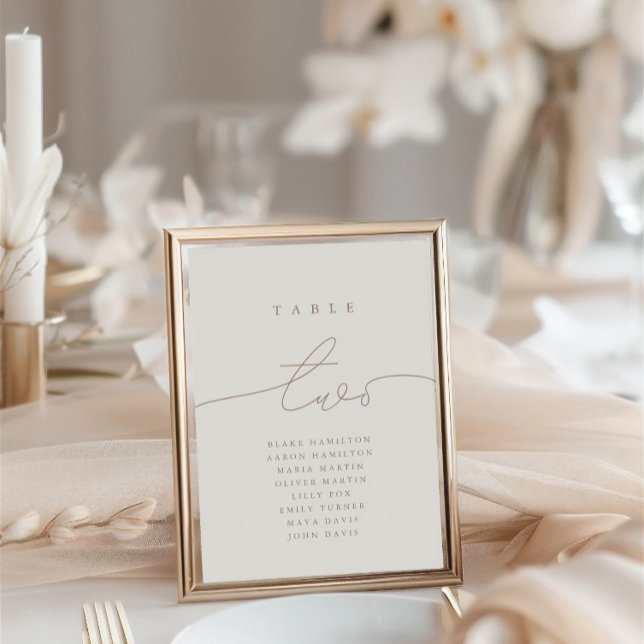 Modern calligrafi Neutralt Bord 2 Bordsnummer (Modern Calligraphy Neutral Table Two Table Number)