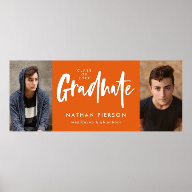 Modern calligrafi Orange 2 Photo Studenten Poster (Framsidan)