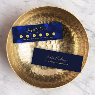 Modern calligrafi Sapphire Blue Bokeh Ljus Lojalitetskort