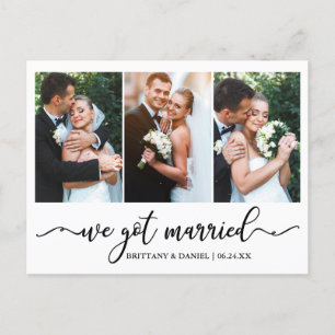 Modern calligrafi Vi Har Married Bröllop 3 Photo Vykort