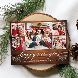 Modern calligrafi Wood 5 Photo Gott nytt år Vykort