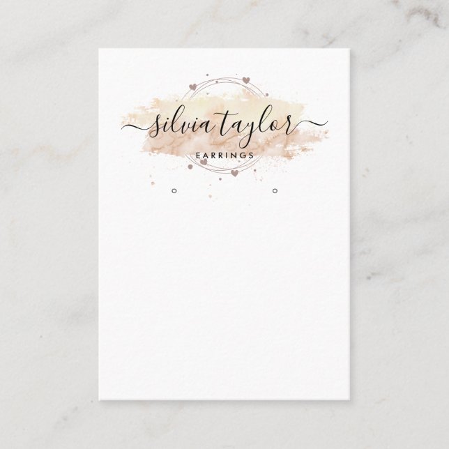 Modern Calligraphy Art Earring visning Card Visitkort (Framsida)
