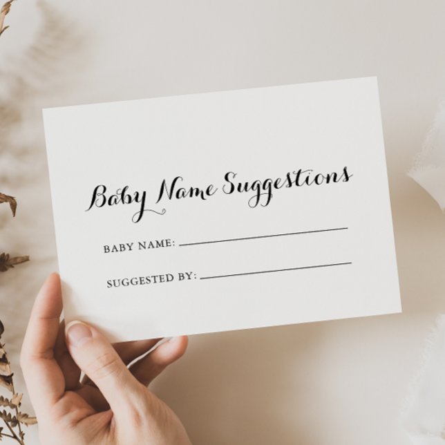 Modern Calligraphy Baby Namn förslagskort Visitkort (Skapare uppladdad)