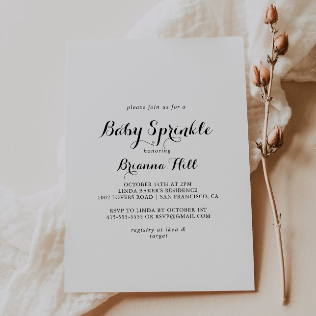 Modern Calligraphy Baby Sprinkle Inbjudningar (Skapare uppladdad)