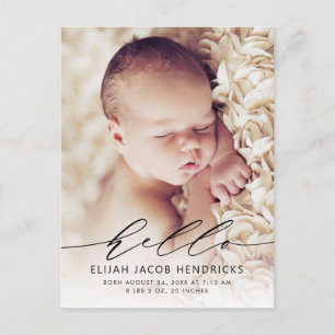 Modern Calligraphy Baby-vykort för meddelande Vykort