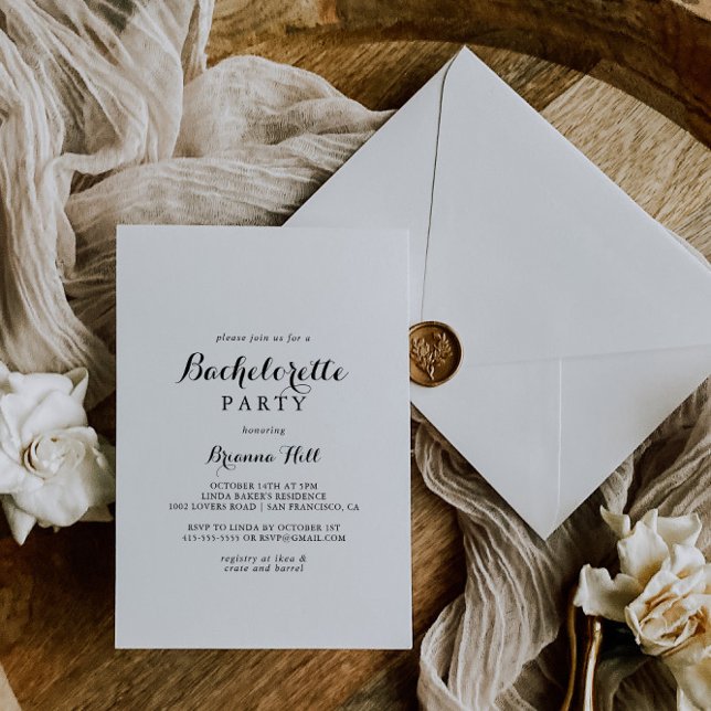 Modern Calligraphy Bachelorette Party Inbjudningar (Skapare uppladdad)