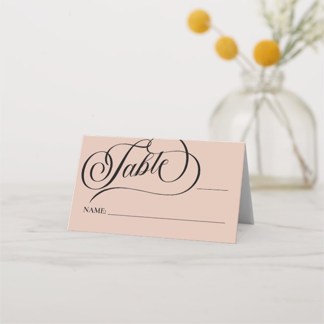 Modern calligraphy Beige Bröllop Placeringskort (Framsida)
