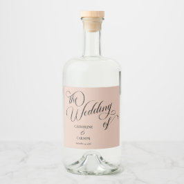 Modern calligraphy Beige Bröllop Spritflaskor Etikett