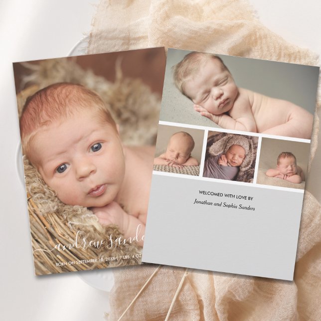 Modern Calligraphy Birth of a Baby Boy Meddelande (Skapare uppladdad)