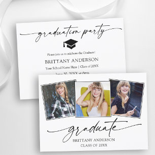 Modern Calligraphy Bläck 3 Photos Studentfest Inbjudningar