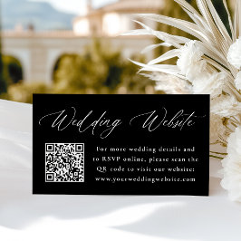 Modern Calligraphy Black Bröllop-webbplats QR-kod Tilläggskort