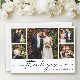 Modern Calligraphy Bläck Pen Script 5 Photo Bröllo Tack Kort