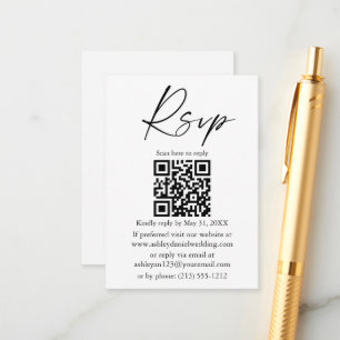 Modern Calligraphy Bläck Script Bröllop QR OSA Tilläggskort