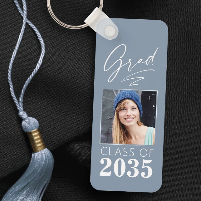 Modern Calligraphy Bläck Script Grad Photo 2 Sided Nyckelring (Skapare uppladdad)