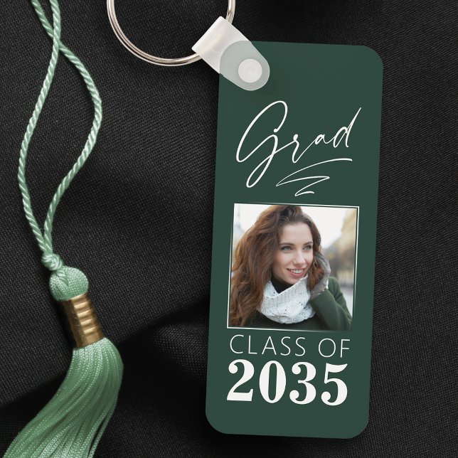 Modern Calligraphy Bläck Script Grad Photo 2 Sided Nyckelring (Skapare uppladdad)