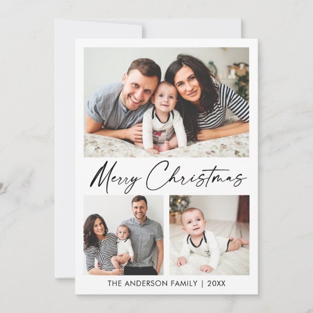 Modern Calligraphy Bläck Script jul 3-foto Julkort (Framsida)